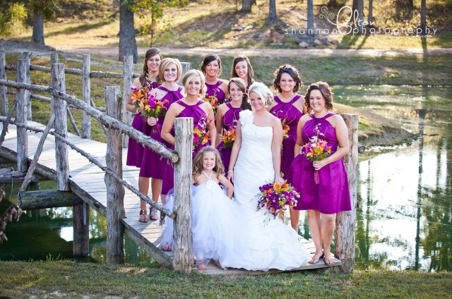 bride, bridesmaids, fuschia dresses, outdoor, reagan tn, nashville area